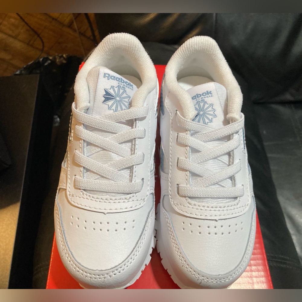 Reebok Kids White Sneakers with Blue Logo